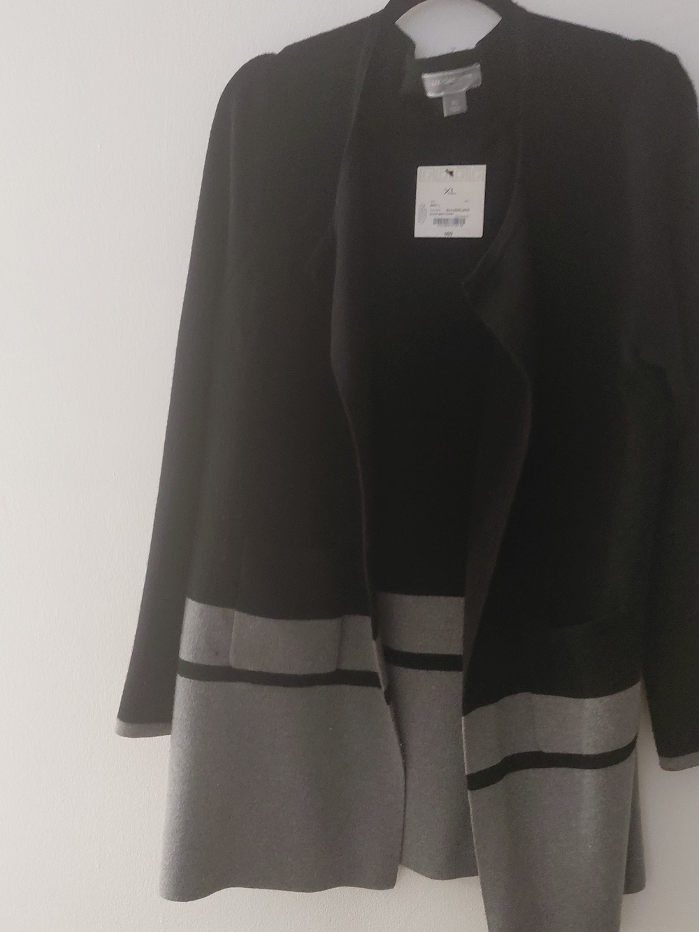 Women's Black & Gray Open-Front Blazer Jacket